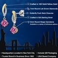 thumbnail image 2 of Gem Stone King 925 Silver and 10K Yellow Gold Pink Moissanite and White Lab Grown Diamond Stud Earrings for Women | 1.05 Cttw | Gemstone Birthstone | Round 5MM, 2 of 6
