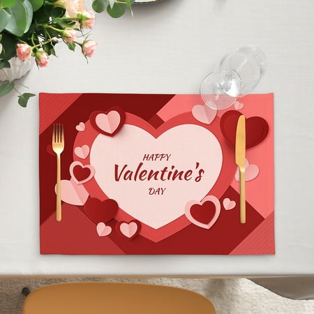 

Ludlz Coaster Non-slip Heat-resistant Desk Decoration Festive Happy Valentine s Day Dining Table Insulation Pad Kitchen Accessories
