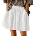 thumbnail image 2 of Zynviq Y2k Shorts Women Elastic Waist Cotton Linen Wide Leg Solid Loose Fit Shorts Women Shorts 2X, 2 of 7