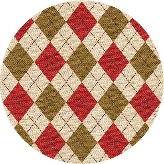 Ahgly Company Machine Washable Indoor Round Transitional Mahogany Brown Area Rugs, 3' Round
