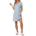 thumbnail image 4 of INSPIRE CHIC Women's Ruffle Nightgowns Ruffle Trim Cute Sleepshirts Summer Nightshirt Midi Shorts Sleeve Sleep Dress M Blue, 4 of 6
