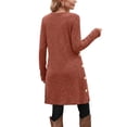 thumbnail image 4 of Fantaslook Long Sleeve Womens Dresses Crew Neck Buttons Tunic Sweater Dress with Pockets, 4 of 11