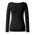 thumbnail image 4 of DuoJiaJ Womens Long Sleeve Shirts Square Neck Tops Ribbed Knit Basic Teen Girls Crop Tops Black L, 4 of 4