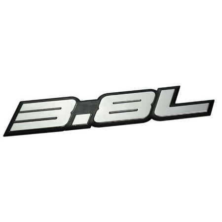 Camaro Nameplate - 3.8L Liter Embossed SILVER on Black Highly Polished Real Aluminum Auto Emblem Badge Nameplate for Buick Chevy Chevrolet Camaro Pontiac Hyundai Porsche Jeep Wrangler Nissan Chrysler Dodge Caravan