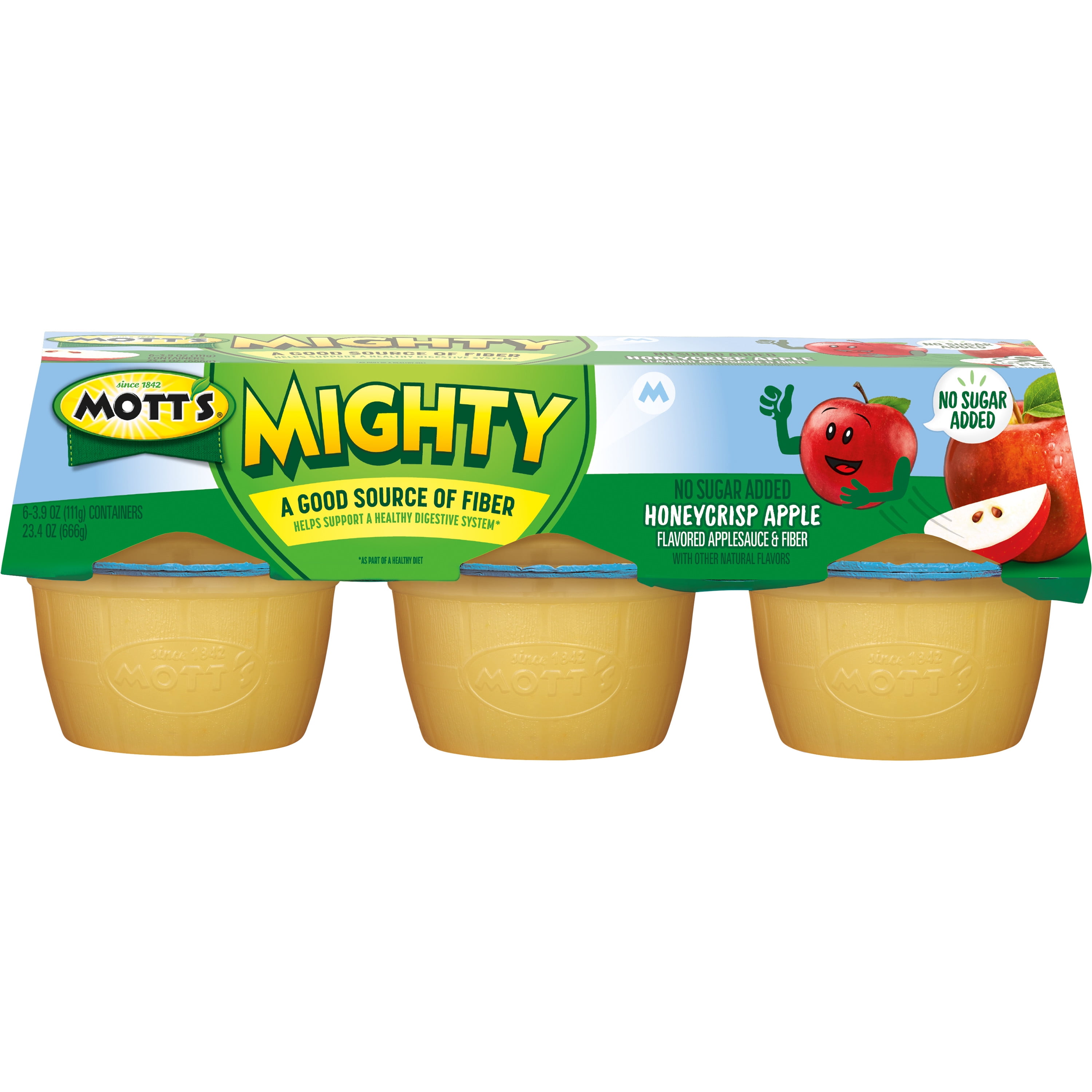 Mott's Mighty Honeycrisp Apple Applesauce, 3.9 oz, 72 Count Cups (12 Packs of 6)