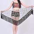 thumbnail image 6 of Xfvqtps Woman Sequin Dance Skirt Tassel Triangular Belt Belly Dancing Waist Towel Waist Chain Hip Towel Performance Skirt White, 6 of 7