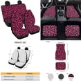thumbnail image 4 of Yuyamidu 15 Pack Pink Leopard Print Car Seat Cover Set for Women Car Floor Mats Steering Wheel Cover Seat Belt Pad Handbrake Cover Set Car Coasters, 4 of 6