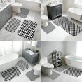 thumbnail image 5 of Black and White Checkered Pattern Bathroom Rug Set 3 Piece,Non-Slip Bath Mat Set with U-Shaped Contour and Runner Soft Absorbent Washable, 5 of 5