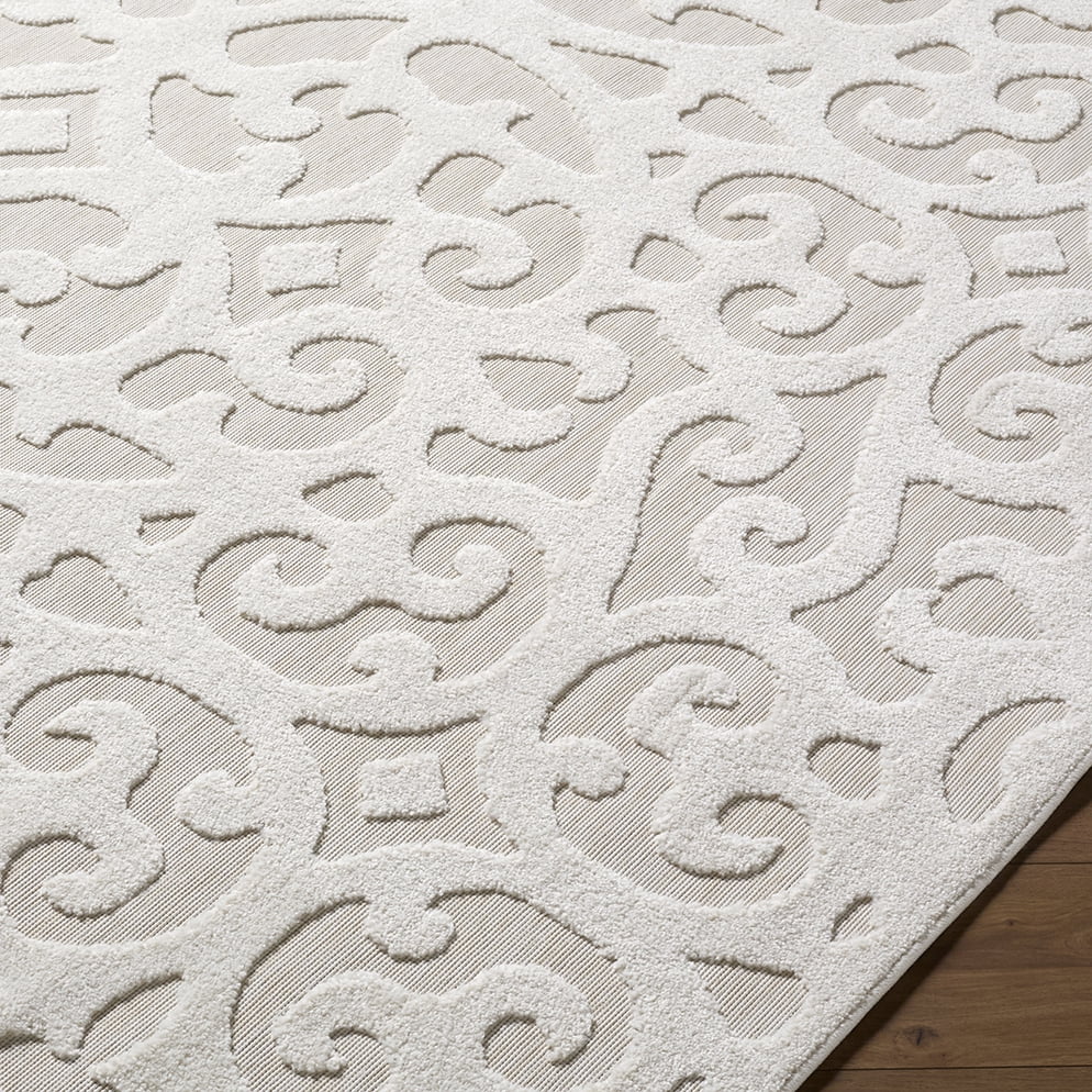 My Texas House Irongate 5'1" x 7'3 Natural Damask Indoor Area Rug