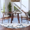 thumbnail image 4 of Round Area Rug 8 Ft, Blue Butterflies Washable Non-Slip Circle Carpet for Living Room/Bedroom, Elegant Pastoral Watercolor Collection Low-Profile Large Area Rugs for Indoor, 4 of 7