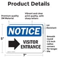 thumbnail image 2 of (2 Pack) Visitor Entrance [Right Arrow] Sign With Symbol OSHA Notice Sign 7 Inch X 5 Inch Vinyl Label Decal Sticker Weather Resistant, UV Protected for Workplace, Business, and, 2 of 7