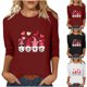 thumbnail image 1 of RKSTN Valentine's Day 3/4 Sleeve Tops for Women Oversized Crewneck Valentines Graphic Print Short Sleeve T Shirt Womens Casual Solid Round Neck Loose Comfy Three Quarter Sleeve Shirt Spring Clothes, 1 of 7