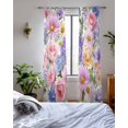 thumbnail image 3 of Purple Pink Floral Sheer Curtains 84 Inch Length 2 Panels Set for Living Room/Bedroom, Spring Watercolor Country Flower Kitchen Curtains Grommet Semi-Sheer Curtains Drapes Window Treatments 52"x84"x2, 3 of 7