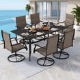thumbnail image 6 of LOGYAT 7-Piece Weather-Resistant Patio Dining Set, 6 Mid-Back Padded Textilene Swivel Rocking Chairs, Rectangular Black Metal Slat Table with Umbrella Hole, Furniture for Garden, Deck, Backyard, Lawn, 6 of 7