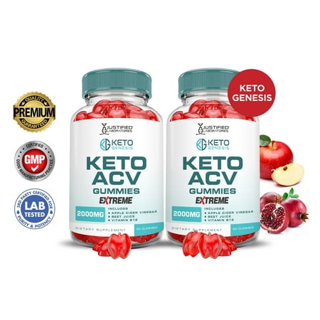 (2 Pack) Keto Genesis Extreme ACV Gummies 2000mg Dietary Supplement 120 Gummys