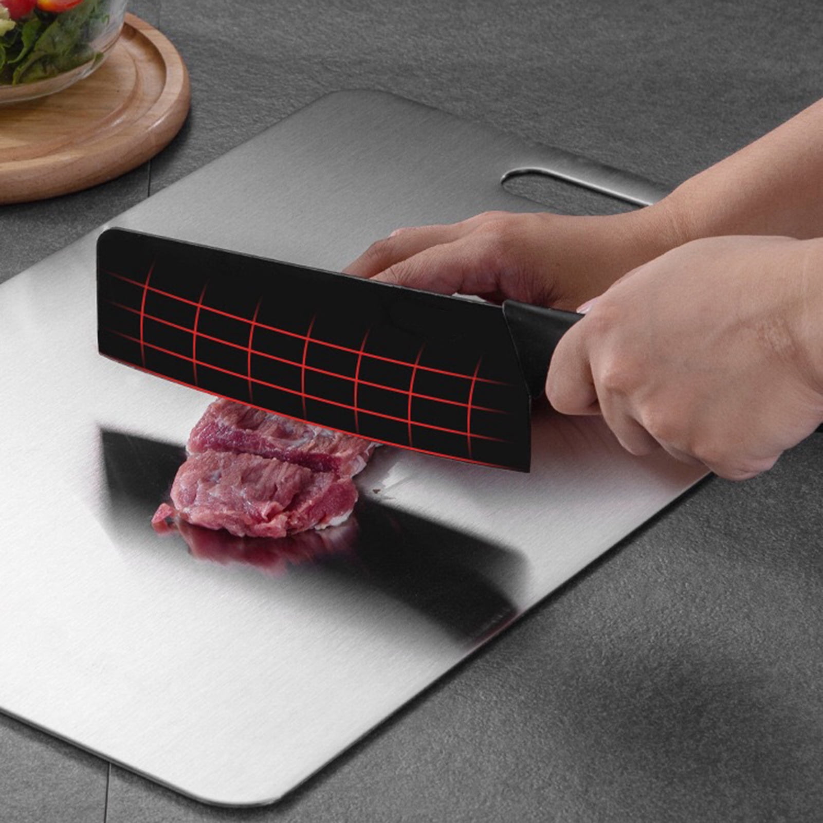 Homelife Double Sided Cutting Board for Kitchen Quick Thawing Crack Resistance Cutting Board Stainless Steel Chopping Board for Meats Fruits Vegetables