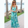 thumbnail image 4 of Owlce Women summer boho floral dress criss cross halter sleepveless pleated maxi long dress backless flowy dress beachwear, 4 of 6