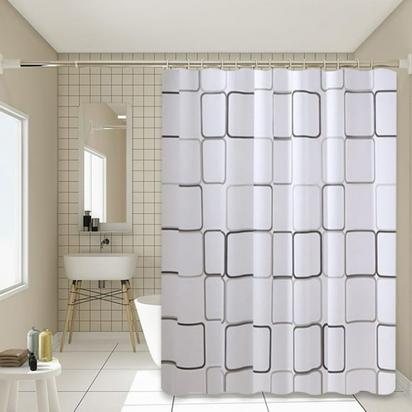 Shower Curtain Liner with 16 Plastic Hooks, 94x78 Inch Plastic Shower Curtain Liner for Shower Stall & Bathtubs, Bathroom Curtains Shower Curtain and Liner Set (Black Grid)