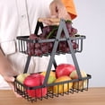 thumbnail image 2 of Cesta de frutas de metal Vhermosa Utensilios de Cocina 2 niveles desmontable negro, 2 of 6