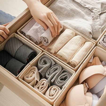 

Beechoice Cloth Drawer Organizer - Closet Organizer and Storage Baskets| Foldable Cloth Drawers Divider | Fabric Bin For Dresser & Shelves |Organize Underwear Socks Bra Tie