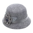 thumbnail image 2 of ruhuadgb Elegant Solid Color Women Floral Ribbon Linen Bowler Sun Hat Fedoras Bucket Cap, 2 of 8