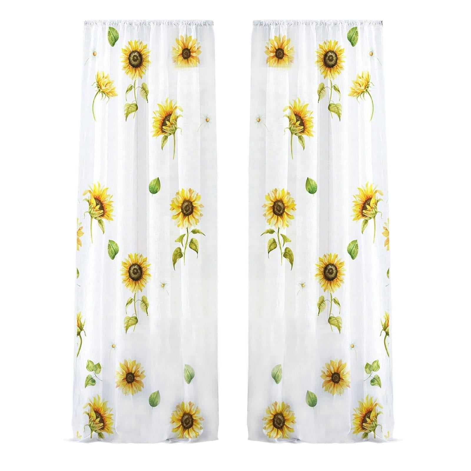 GIRASOLE HOME Par De Cortinas De Gasa Semitransparentes, Color Degradado, Blanco Y Azul, Cortina Para Salón, Dormitorio, Cocina, Interior, 2 Paneles Con Ojales, 140 X 275 Cm