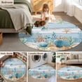 thumbnail image 5 of Round Rugs 6 Ft, Blue Coastal Non Slip Area Rugs for Kitchen Bedroom Entryway, Summer Beach Starfish Shell Coral Nautical Washable Carpet Runner Rug Floor Mats for Bedroom Home Decor, 5 of 8