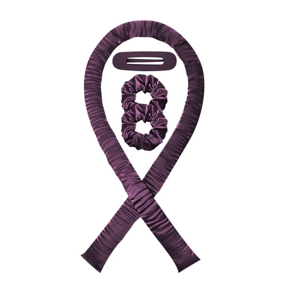 Sinkoo Satin Heatless Curling Set, 34" No Heat Hair Rollers to Sleep in, Super Soft Ribbon Wrap No Heat Damage Hair, Purple Curling Set with 2 Scrunchies and 1 Clip for All Hair Types