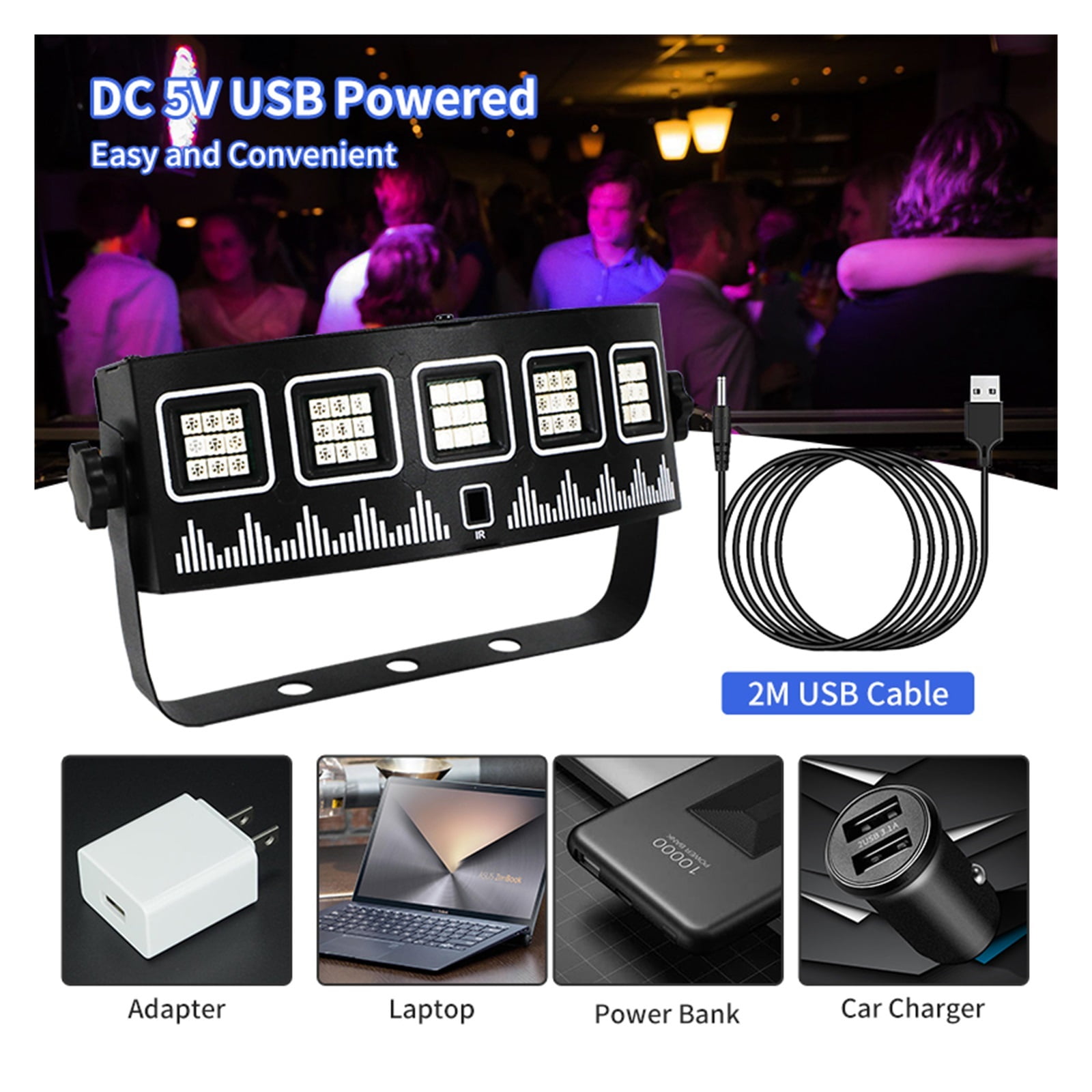 USB DJ Strobe Light With Remote For Disco Party Holiday Xmas Music Club Bar Dance Sound Activated Flash LED RGB Stage Lighting