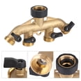 thumbnail image 2 of Conector de grifo de manguera de 3/4 de pulgada, divisor de tubo de manguera de 4 vías de latón, divisor de boquilla de tubo de manguera Conectores de grifo para riego de jardí Jardinería Fugacal no, 2 of 5