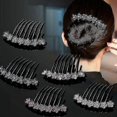 thumbnail image 1 of Floral Rhinestone Hair Combs and Pins for Women, 6-Piece Bridal Headpiece Set, 1 of 5