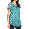 thumbnail image 3 of Sakkas Allegra Women's Short Sleeve Loose Fit Casual Tie Dye Blouse Tunic Shirt - 19205-Green - One Size, 3 of 5