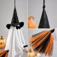 thumbnail image 5 of Halloween Flying Ghost Hanging Decoration, Satin Fabric Ghost with Witch Hat and Broom, Hanging Decor for Front Door, Porch, Tree, Yard and Indoor Outdoor Display White 27.56 x 31.5 Inch, 5 of 7