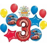 Mayflower Products Disney Cars 3rd Birthday Balloon Bouquet, Red,12 Pieces