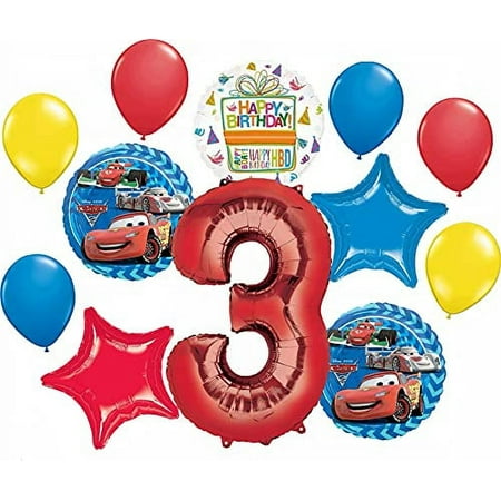 Mayflower Products Disney Cars 3rd Birthday Balloon Bouquet, Red,12 Pieces