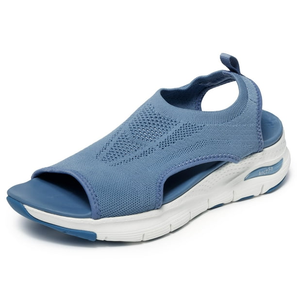 Sandalias Skechers Arch Fit-City Catch de punto para mujer, color pizarra