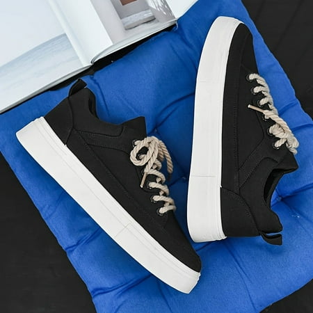 

SHZHYIQIMR Solid Microfiber Lace-up Skate Shoes: Trendy Comfy Versatile Footwear for Outdoor Casual and Street Style