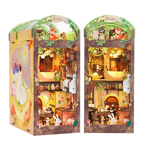 Kit de rincón para libros CUTEBEE, cuaderno de libros en miniatura, casa, rompecabezas 3D