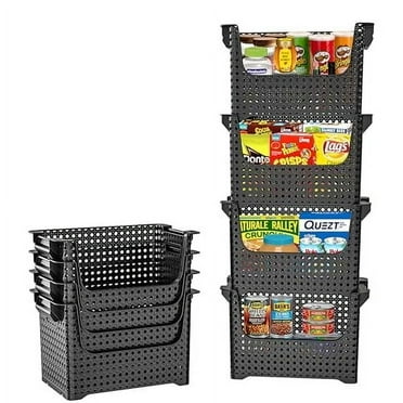 Skywin Plastic Storage Baskets, Stackable, Set of 4