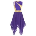 thumbnail image 4 of Aiihoo Women's Asymmetrical Color Block Praise Dance Tunic Sleeveless Worship Lyrical Dance Overlay Dress Purple S, 4 of 7