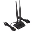thumbnail image 1 of Double Antenne WiFi, Antenne 2.4GHz 5GHz 5.8GHz RP SMA Connecteur Mâle Base Ventouse pour Réseau Domestique, 1 of 8