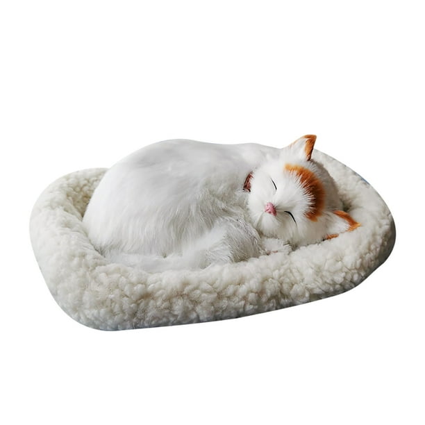 Egmy Realistic Sleeping Plush Breathing Cat Furry Dog With Mat Creative Animals Decor Walmart Com
