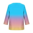 thumbnail image 5 of Bvxeep Women's Fashionable Casual Loose Summer 3/4 Sleevev-neck Gradient Printed Pullover Top, 5 of 6