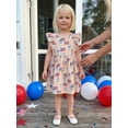 thumbnail image 4 of BemeyourBBs Toddler Baby Girls 4th of July Dress Outfit Patriot Independent Day Dress Summer Clothes Fly Sleeve American Flag Bow Print Casual Holiday Dress Baby Girls Fourth of July Clothes, 4 of 9