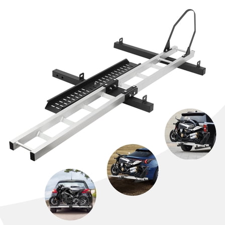 191*19*7.5cm Dirt Bikes Motorcycle Carrier Left&Right Loading Side Aluminum Hitch Carrier Foldable Black&Silver