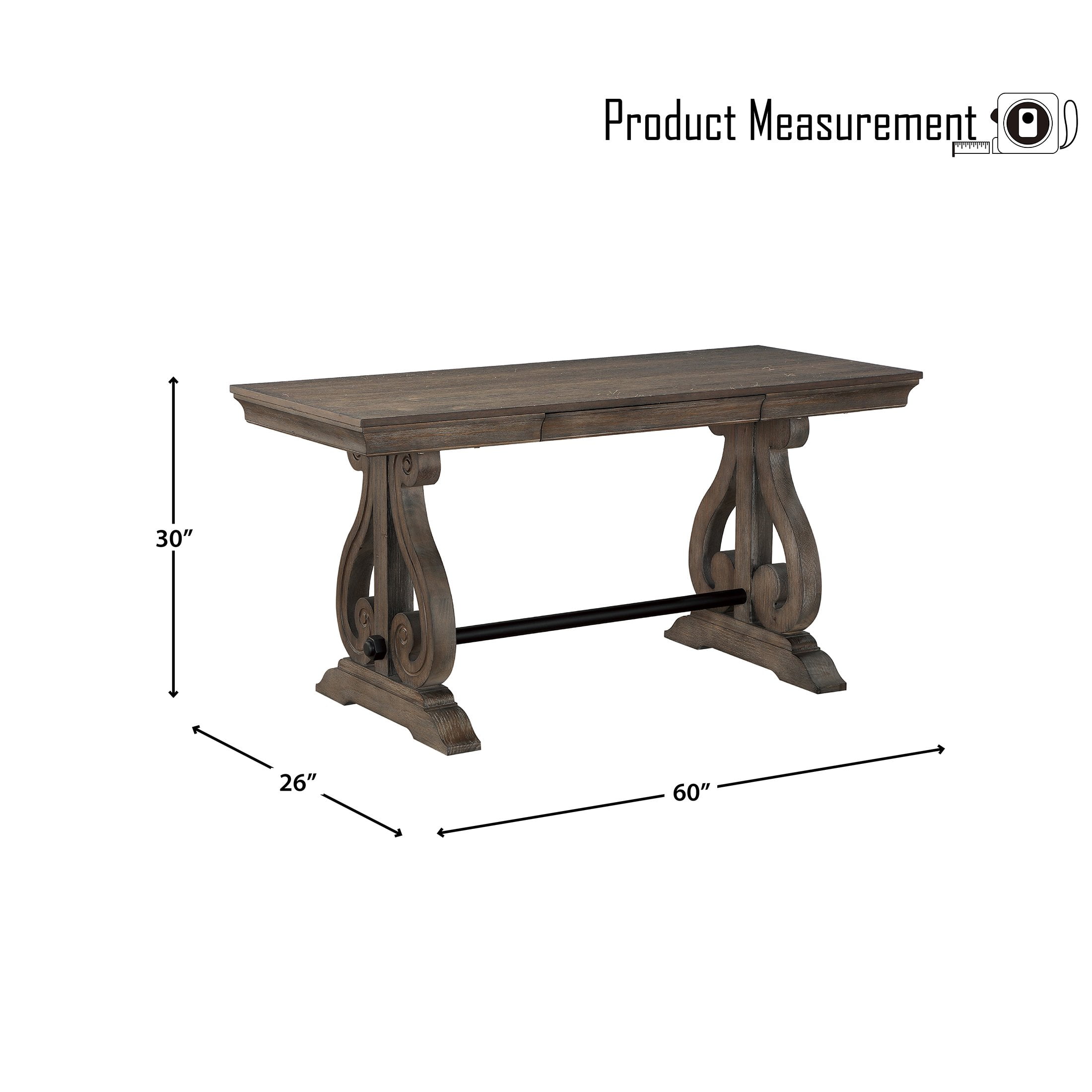 OakvillePark Atkins Writing Desk, Distressed Dark Oak