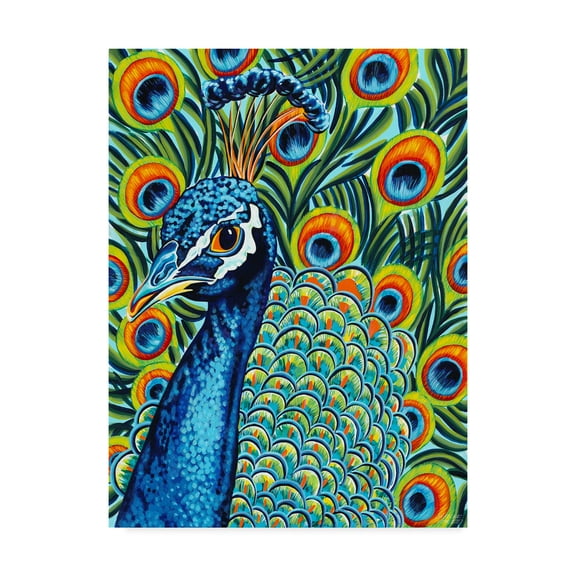 Trademark Fine Art 'Plumed Peacock I' Canvas Art by Carolee Vitaletti