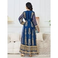 thumbnail image 4 of Robe Musulmane Élégante pour Femmes, Nouvelle Robe Longue à Motif Floral Brodé, Col Rond, Grande Balançoire (Bleu, TG), 4 of 5