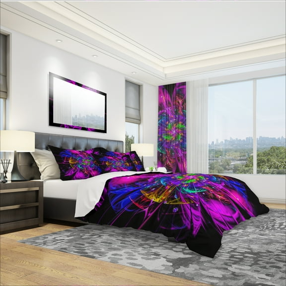 Designart 'Ideal Fractal Flower Digital Art in Purple' Modern & Contemporary Duvet Cover Set