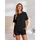 thumbnail image 2 of Conjunto de pijama Ekouaer Short Sleeve Lounge de 2 piezas negro para mujer, 2 of 6